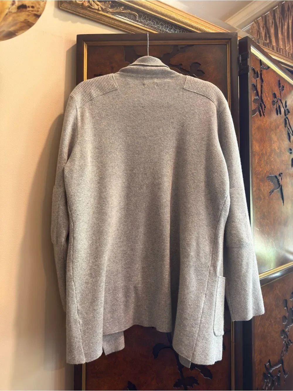 Light Gray Open-Front Knit Jacket - Picture 4 of 16